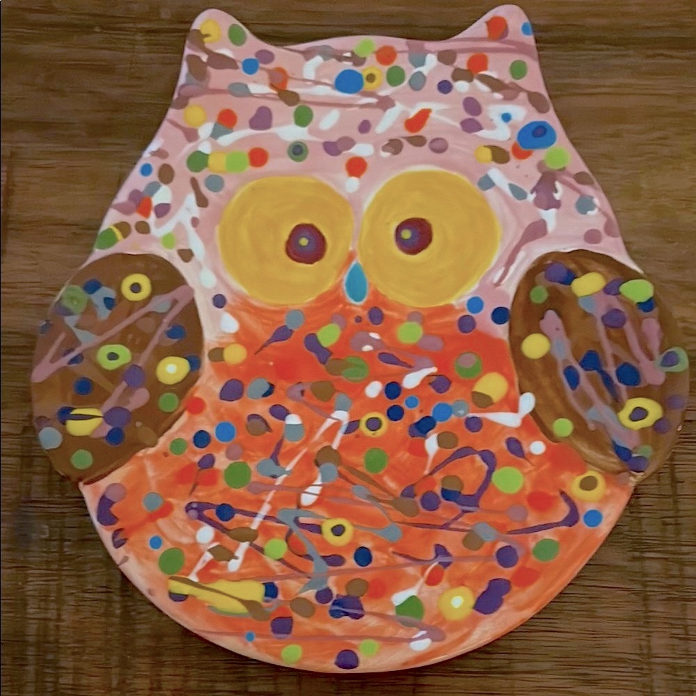 HANDMADE Owl PLATE!  ONE OF A KIND FOR OWL LOVERS!